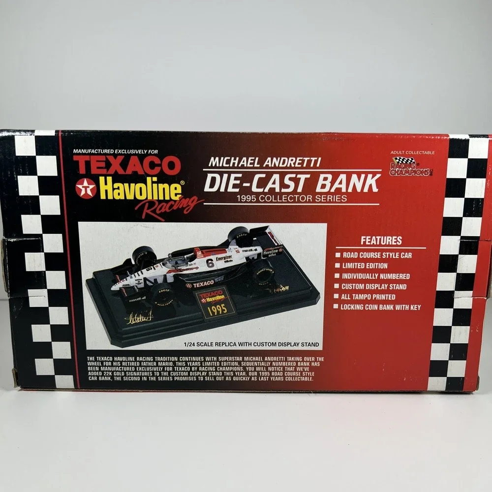 Michael Andretti 1995 Collectors Die‎ Cast Bank 1:24 Scale Texaco Havoline Car